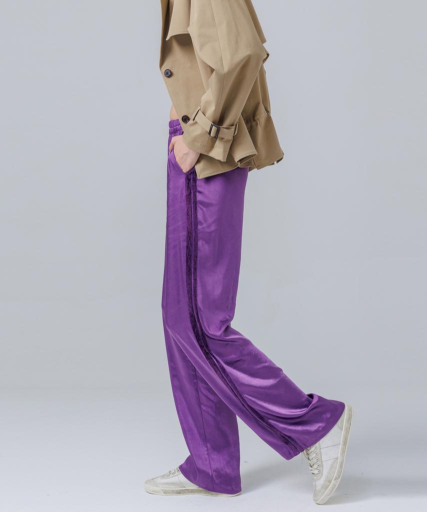 PAGE Satin Elastic Waist Pants _Purple