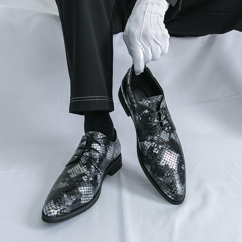 Men Derbys Oxford Print Personality Nightclub Leather Business Shoes Men's Tuxedo Wedding Dance Shoes Plus Size