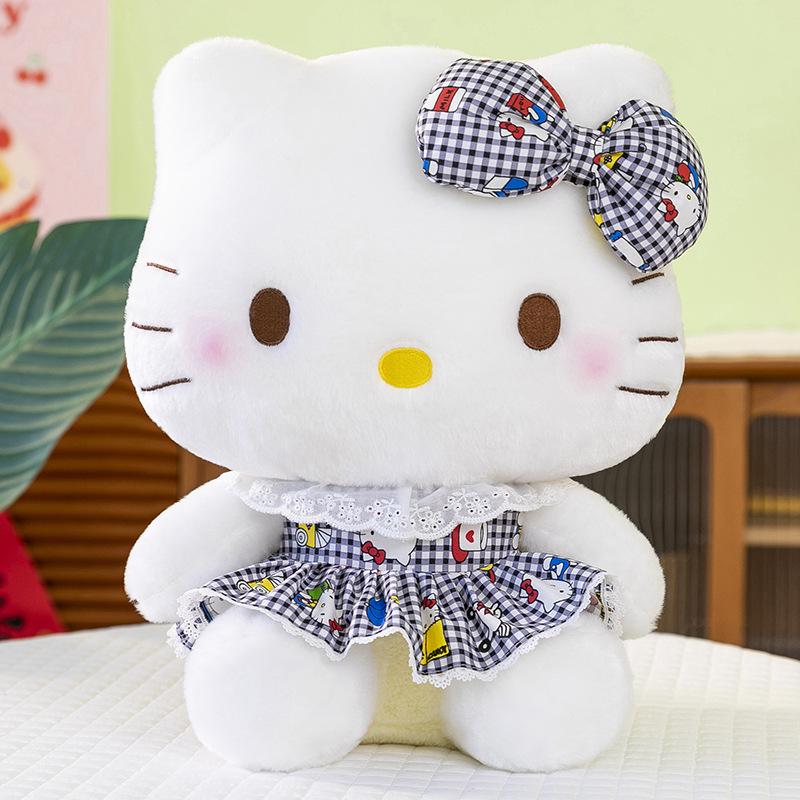 

Cross-border Plush KT Cat Doll in Cute Cartoon Dress with Bow 30cm (0.36KG)