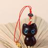 Porte-clés en bois Chaîne pour téléphone portable Lanière pour téléphone portable Porte-clés chat en bois