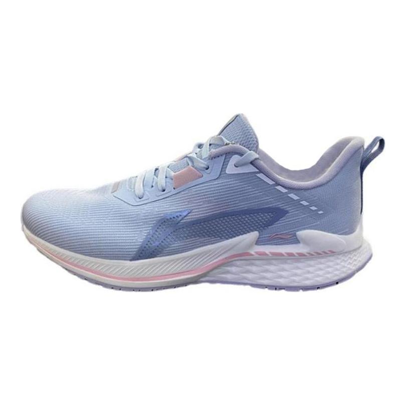 Li Ning Slip Resistant Abrasion Resistant Low Top Casual Running Shoes Women's Blue Gray ARBU006-3