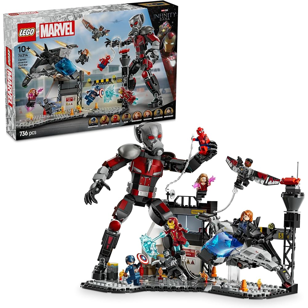 LEGO Marvel Civil War Captain America Action Battle Toy Set for Kids Ages 10-12 Building Blocks