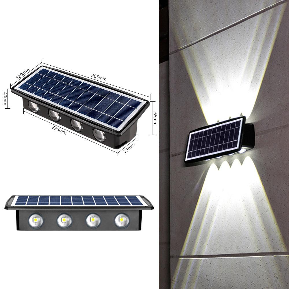 Lampă LED de perete pentru exterior, impermeabilă: Lumină solară cu funcție sus-jos pentru grădină și pereți exteriori