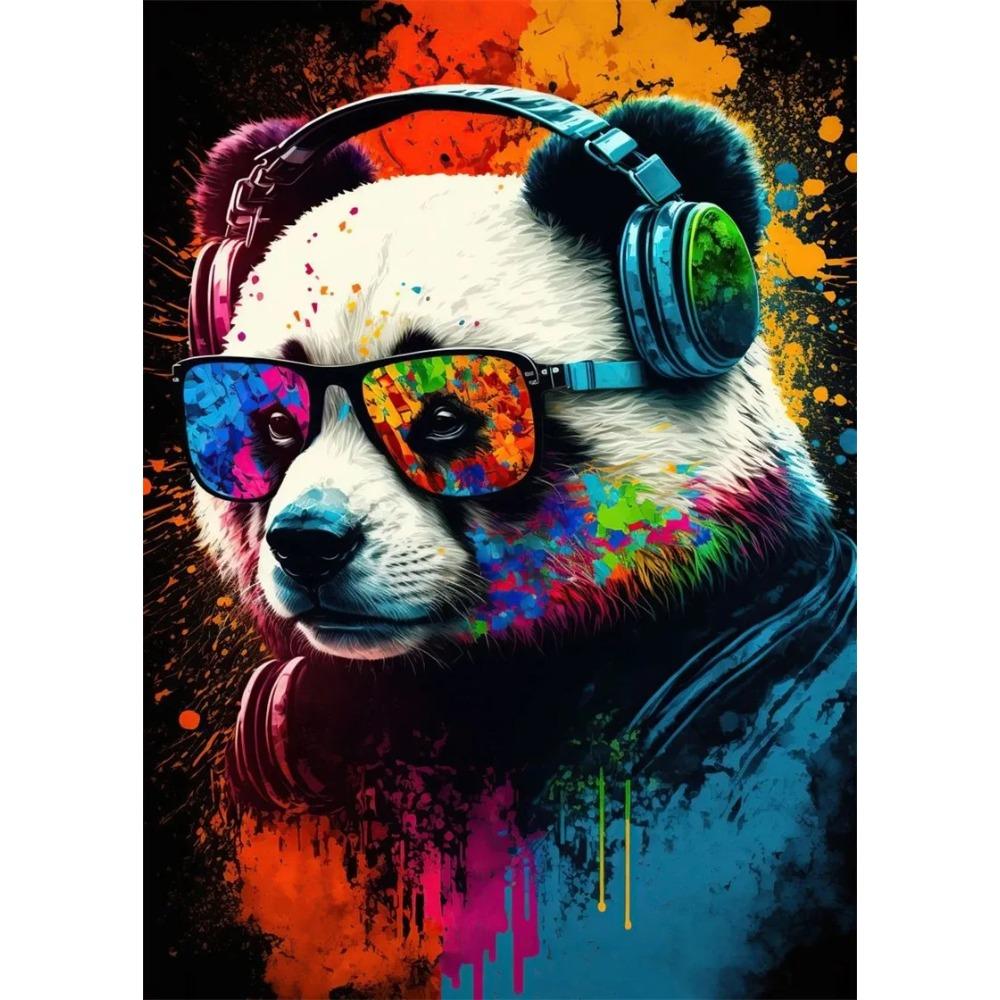 Pop Art Colorful Neon Animals DJ Music Poster Aesthetic Capybara Cat Dog Panda Rabbit Canvas Print Wall Art Mural Room Decor