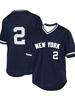 No.2 Baseball Jersey New York Letter Printing Baseball Shirt Loose Fit Breathable V-Neck Short Sleeve Retro Sportswear