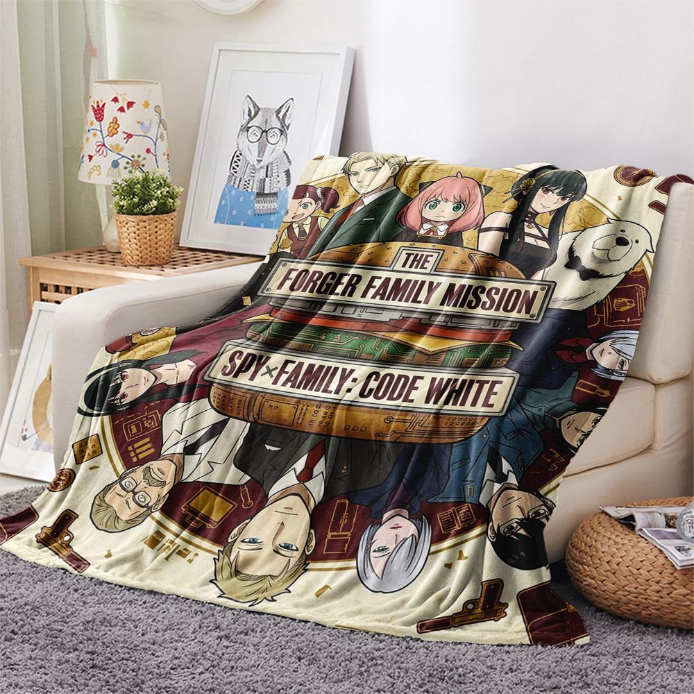 1 Stück Spy Family Gemusterte Flanelldecke Geeignet für Alle Jahreszeiten Für Heimdekoration Wärme Und Komfort Geschenke Feiertagsgeschenk
