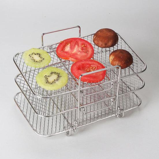 Stainless Steel Grilling Rack Stand for Ninja Air Fryer BBQ Grill Accessories Multifunctional 3-Layer Dehydrating Rack