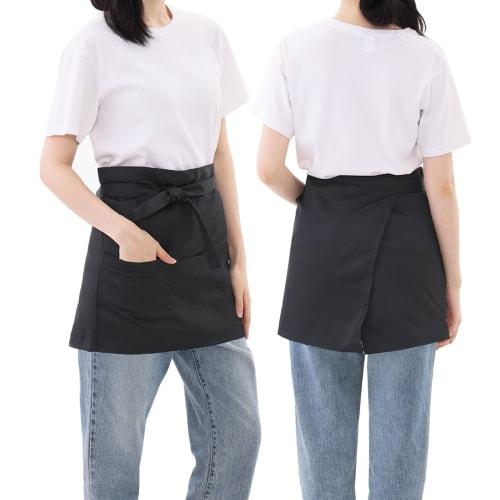 Maifunn Men's Chef Apron, Women's Short Waist-Wrapped Skirt, Cafe or Salon Apron, Basic Kitchen Cooking Apron, Oil-Resistant and Stain-Resistant, Blac