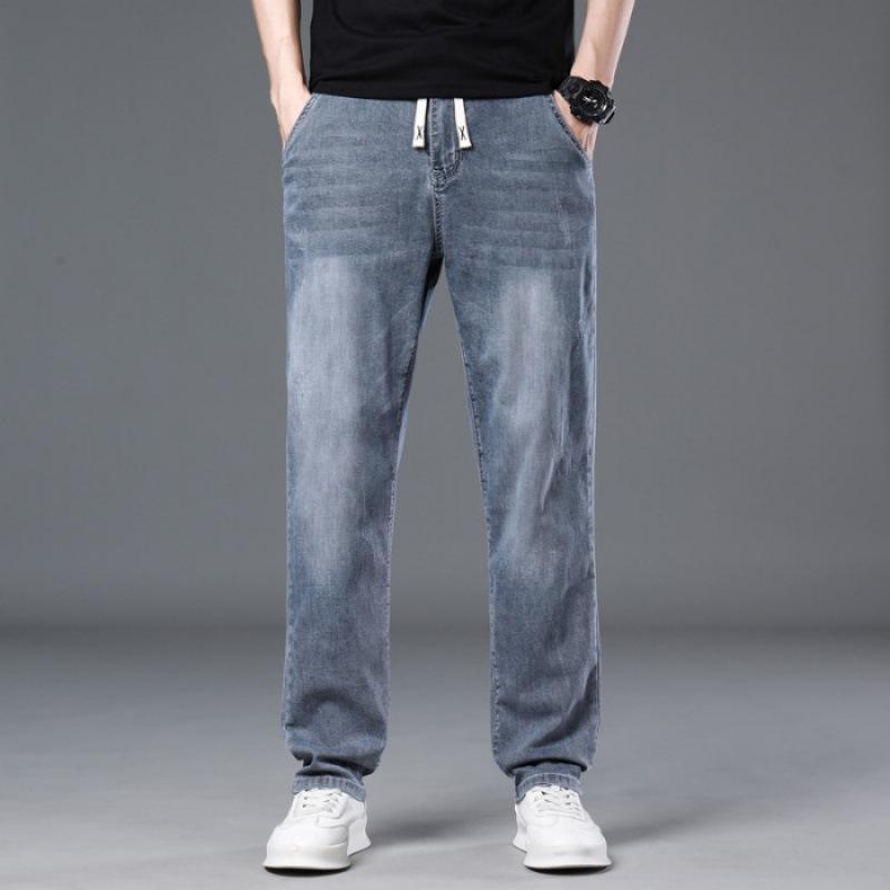 

JYL Brand new elastic wide straight jeans long youth universal elastic belt plus size 5XL українська зелений колір