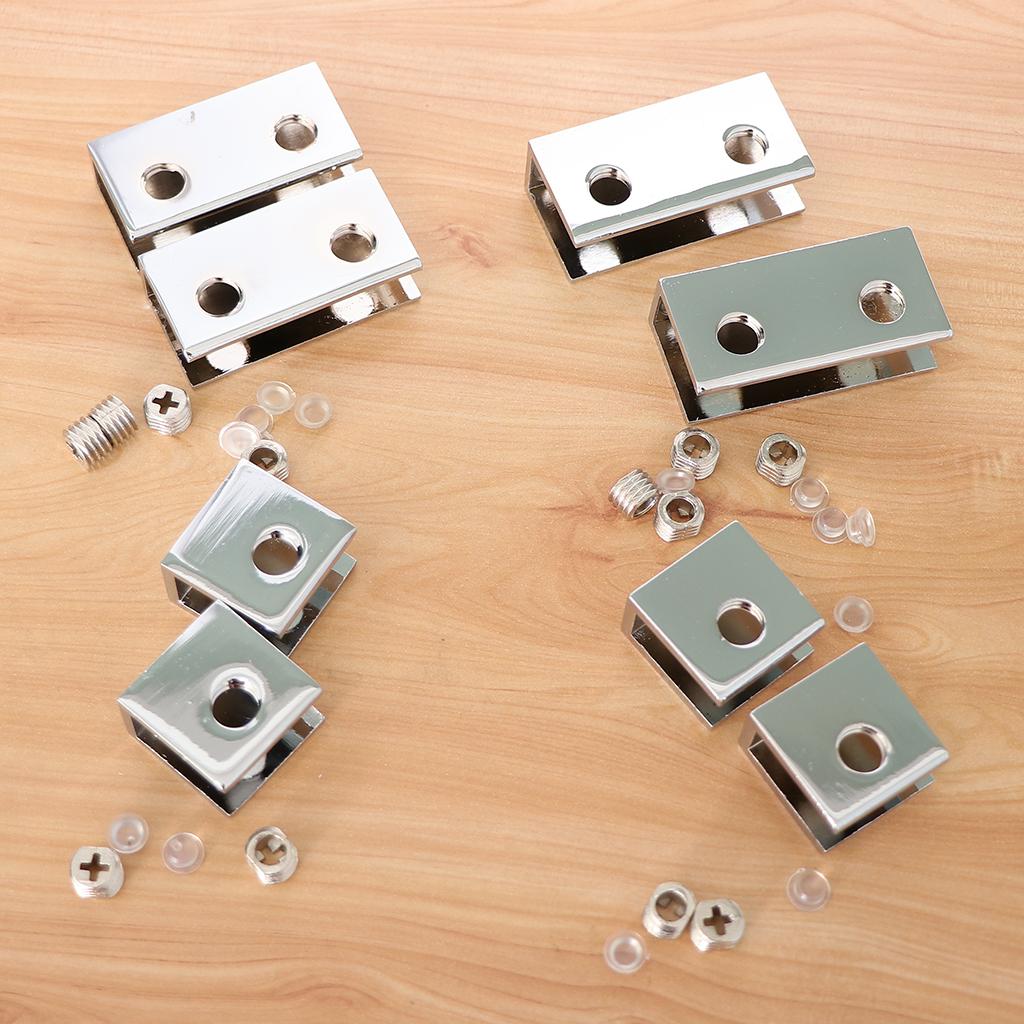 2 pack Glass Clamps, 8-12mm Adjustable Zinc Alloy Glass Bracket Flat Back for Balustrade Staircase Handrail