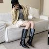 2025 autumn and winter new square head thick heel high heel temperament French fashion sexy beautiful women boots straight boots