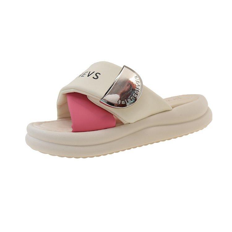 Internet Celebrities Super Hot European Goods Graffiti Thick-soled Beach Slippers Women Wear 2025 Summer New Stepping On Shit Sandals Women