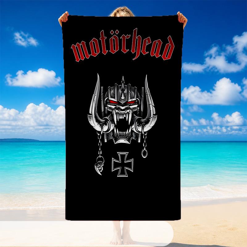 Quick Dry Beach Towel Motorhead Pattern, Lightweight Absorbent Towel for Pool Beach Vacation Use