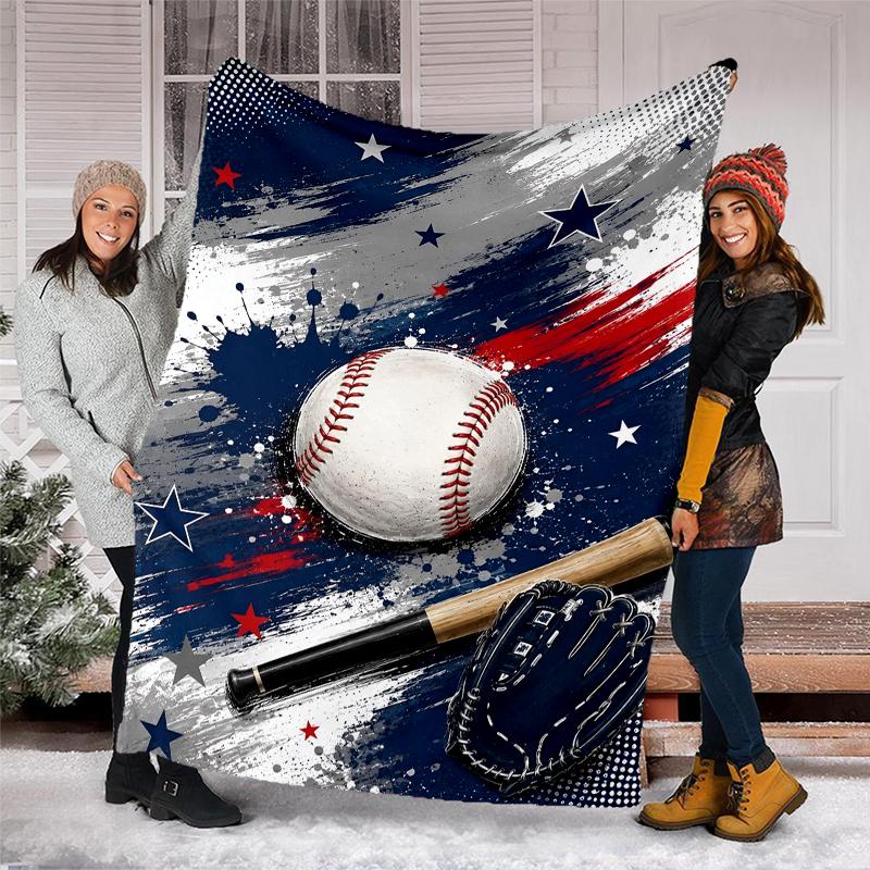 Baseball Theme Printed Blanket - Perfect for Couch, Bed, Travel & Outdoor Use | Machine Washable, Cozy & Durable.