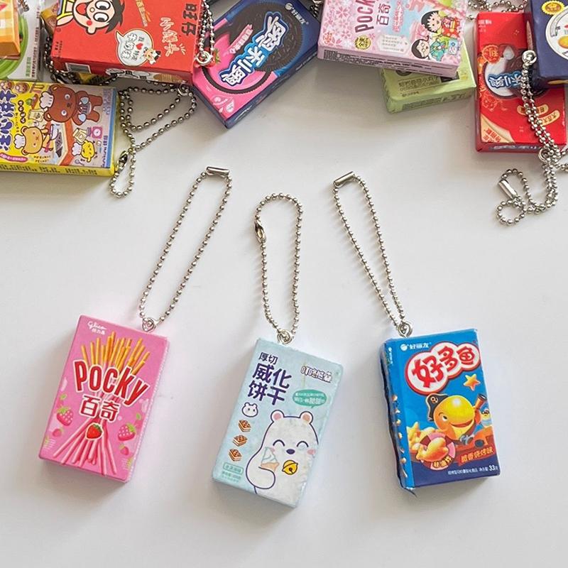 3Pcs Harajuku Fun Simulated Snack Pendant Potato Chip Biscuit Keychain Novelty  Simple Hanging Gifts