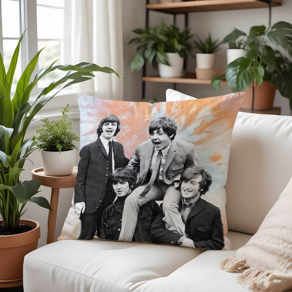 The B-beatleS-Band Pillow Case  Plush Fabric Soft  Pillowcase Double Sided Print Cushion Cover Household Gifts