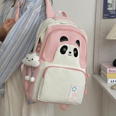 Cute Panda Soft Girl Student Backpack for Girls Junior High School High School Large Capacity High-value Student Schoolbag Travel Commuter Bag
