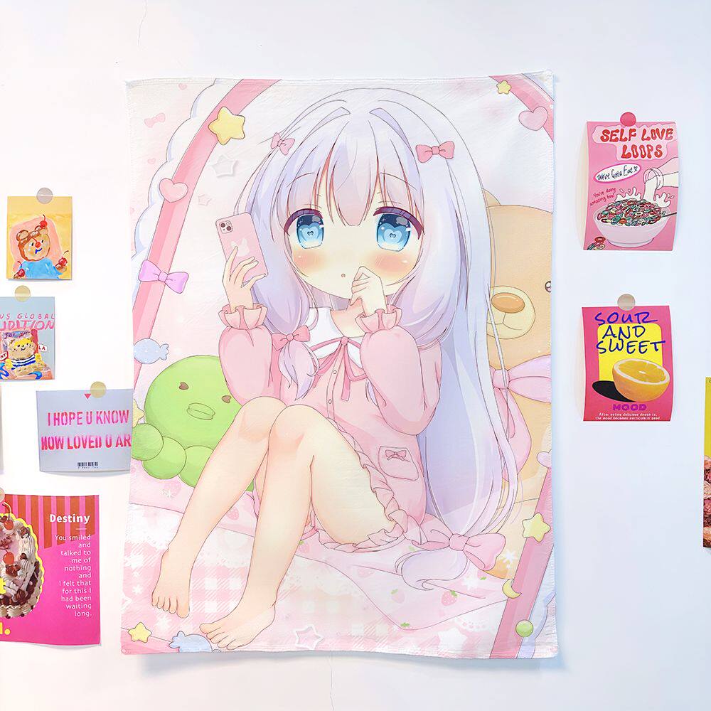 Popular Cute Anime Girl Galgame Print Tapestry Wall Art Aesthetic Room Decoration
