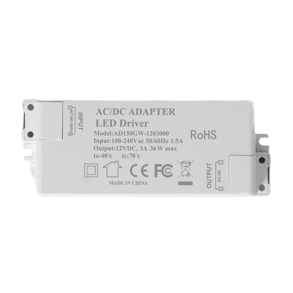 36W LED Driver Input AC100-240V Output DC12V 3A DIY Indoor Lamp Driver Transformer for G4 MR11 MR16