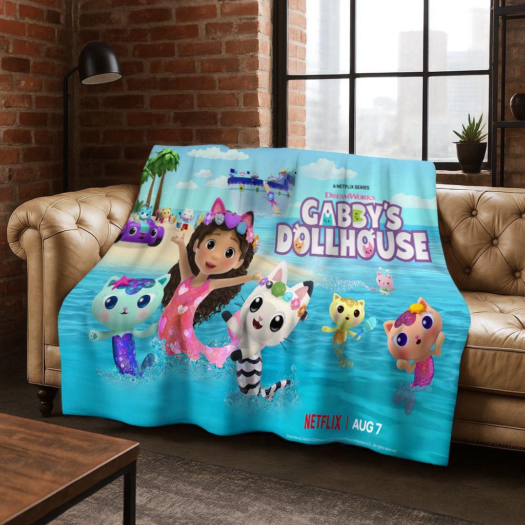 Coperta Flanella Cartone Animato 3D Carina Bambola Gabby Regalo Bambina, Coperta Morbida Calda e Accogliente per Casa Camera da Letto Letto Divano Copertura Bambino