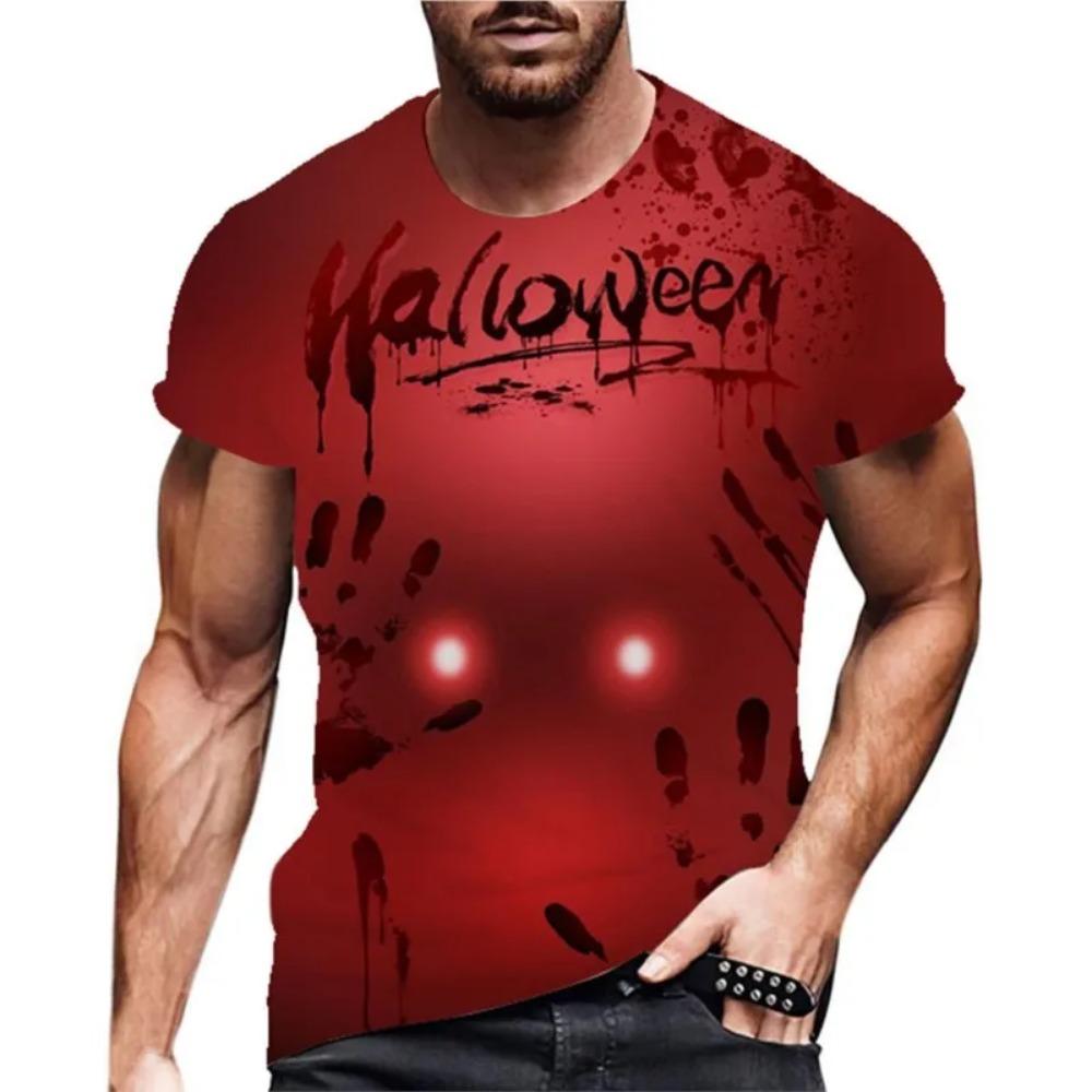 2025 New Funny Men's Blood I'm Fine Halloween Print T-shirt Funny Blood Men's Fun Round Neck Casual Short Sleeve