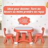DEVESSPORT Children's Desk Set Table & 2 Coral Red Chairs, Writable Whiteboard, Multifunctional, From 12 Months