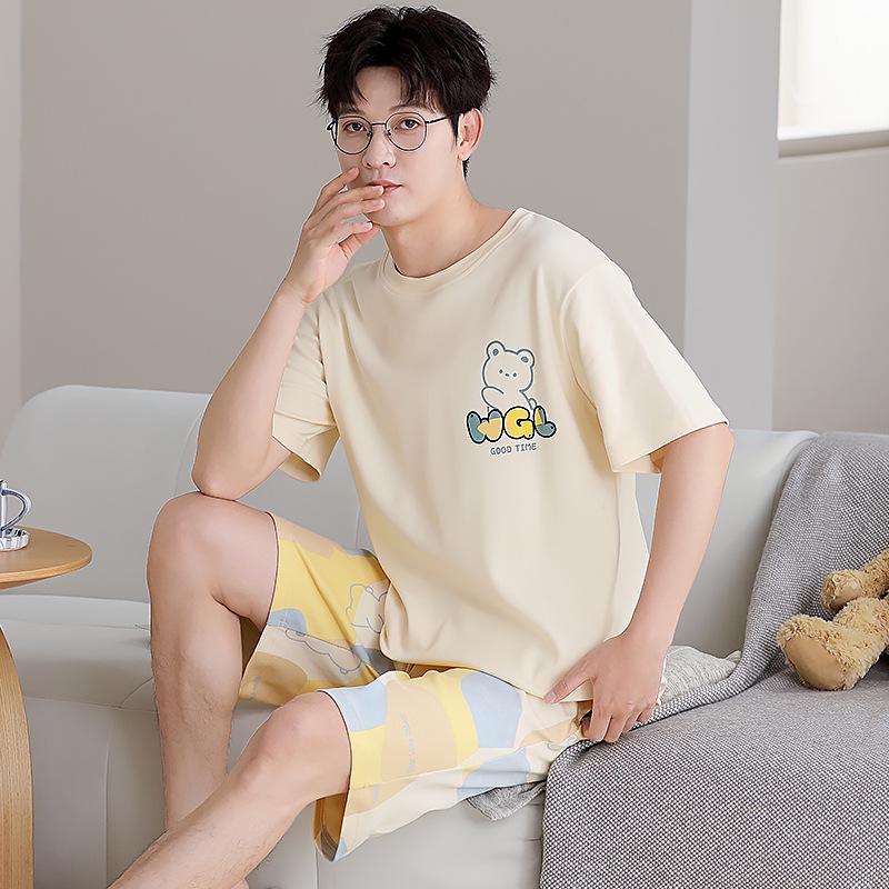 

Женский летний пуловер-пижама большого размера со встроенным бюстгальтером, с коротким рукавом, для ношения на улице, и мужской комплект для отдыха для пары L