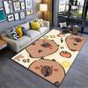 Cute Cartoon Animal Pattern Carpet, Capybara Design, Beige Tones Suitable for Use As an Anti-slip for Living Room Bedroom Sofas