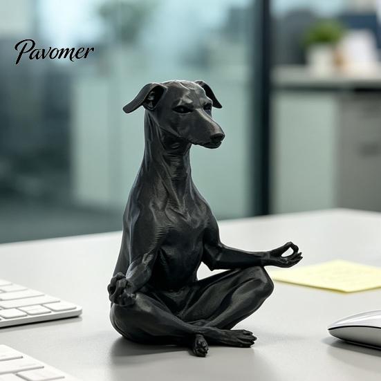 Stress Relief Novelty Items 3D Printed Meditating Dog Statue, Zen Sitting Puppy Figurine for Creative PLA Plastic Ornaments Home Decor, Animal