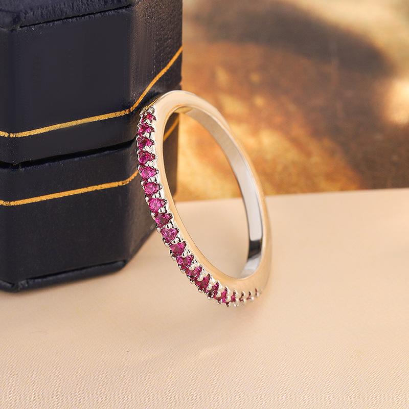 2026 Stylish and Simple Full Diamond Row Ring Rose Gold Split Single Row Ring Broken Diamond Row Diamond Ring Versatile Jewelry