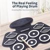 Portable 9 Pads Electronic Drum Set Roll Up Silicone Practice Drum Pad Rechargeable Multifunction Tabletop Drum