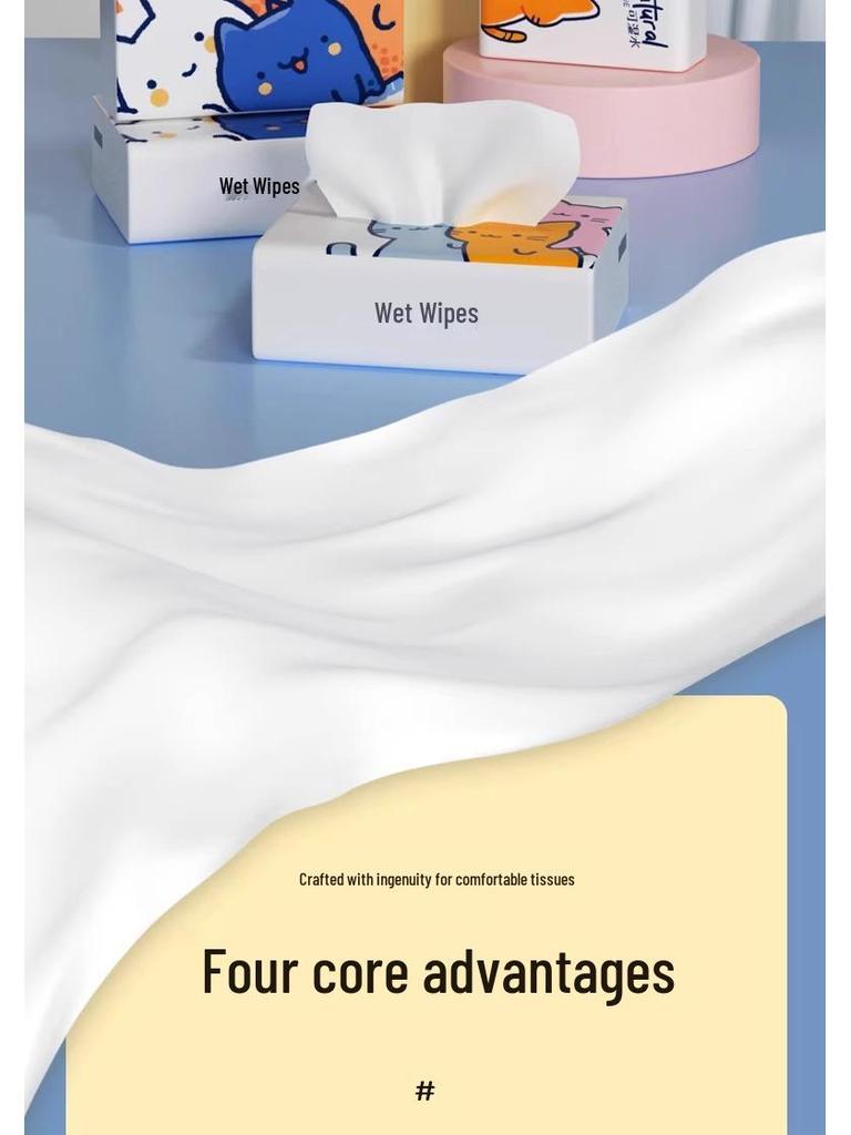 Cartoon Print Pocket Tissue: Student-Friendly Portable Wood Pulp Facial Napkins, Douyin Style.