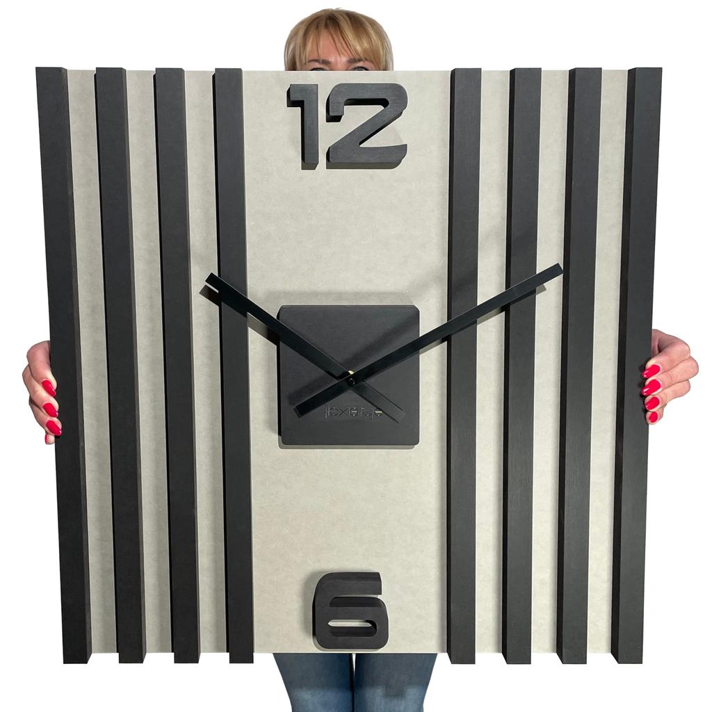 Black lamella wall clock SQ 60cm