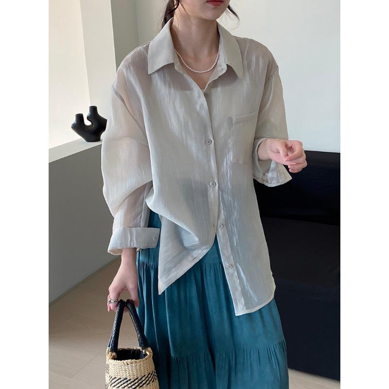Micro-transparent Shirt Jacket Women's Loose Thin Sunscreen Shirt Top