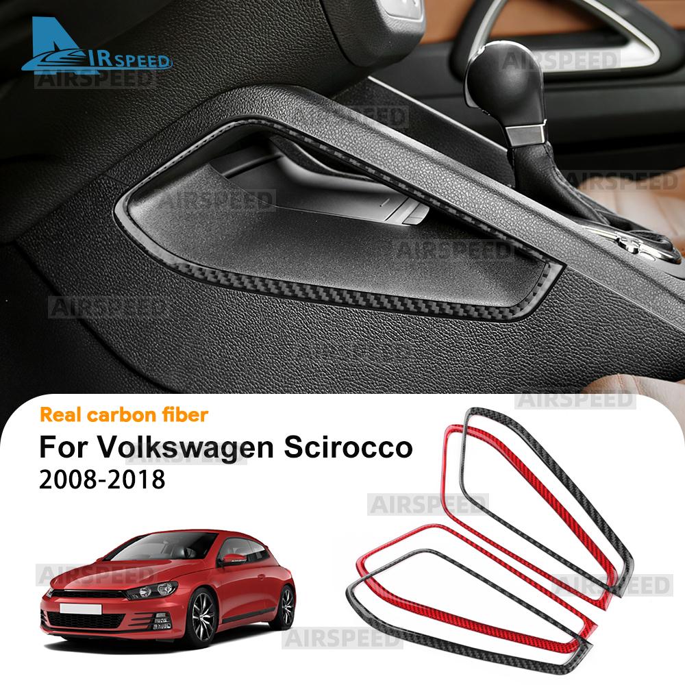 Premium Carbon Fiber Gear Shift Side Decorative Frame For VW Scirocco 2008-2018 Anti-Scratch Center Console Trim Cover