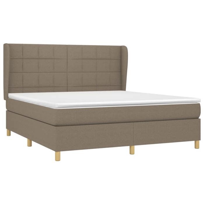 Maison Exclusive - Sommier à lattes de lit avec matelas Taupe 180x200 cm Tissu