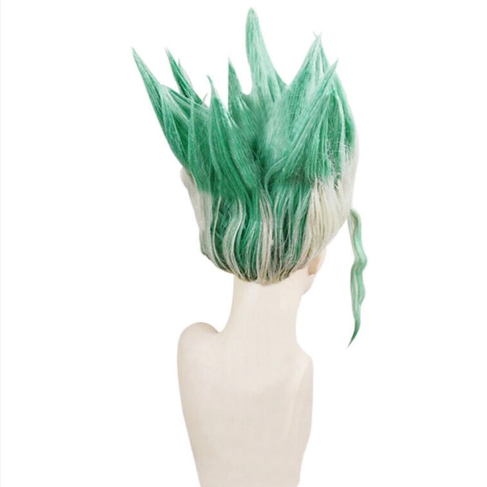 HAIRJOY Anime Dr.Stone Ishigami Senkuu Cosplay Wig Short Green Mix Synthetic  Hair