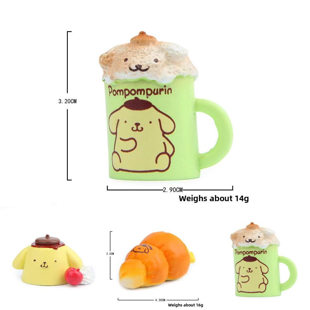 Foodthemed Resin Diorama With Cartoon Pompompurin Pudding And Burger Bread For Gift Decor