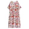 Short Sleeve Plus Size Cotton Vintage Floral New In Dresses for Women Casual Loose Long Summer Dress