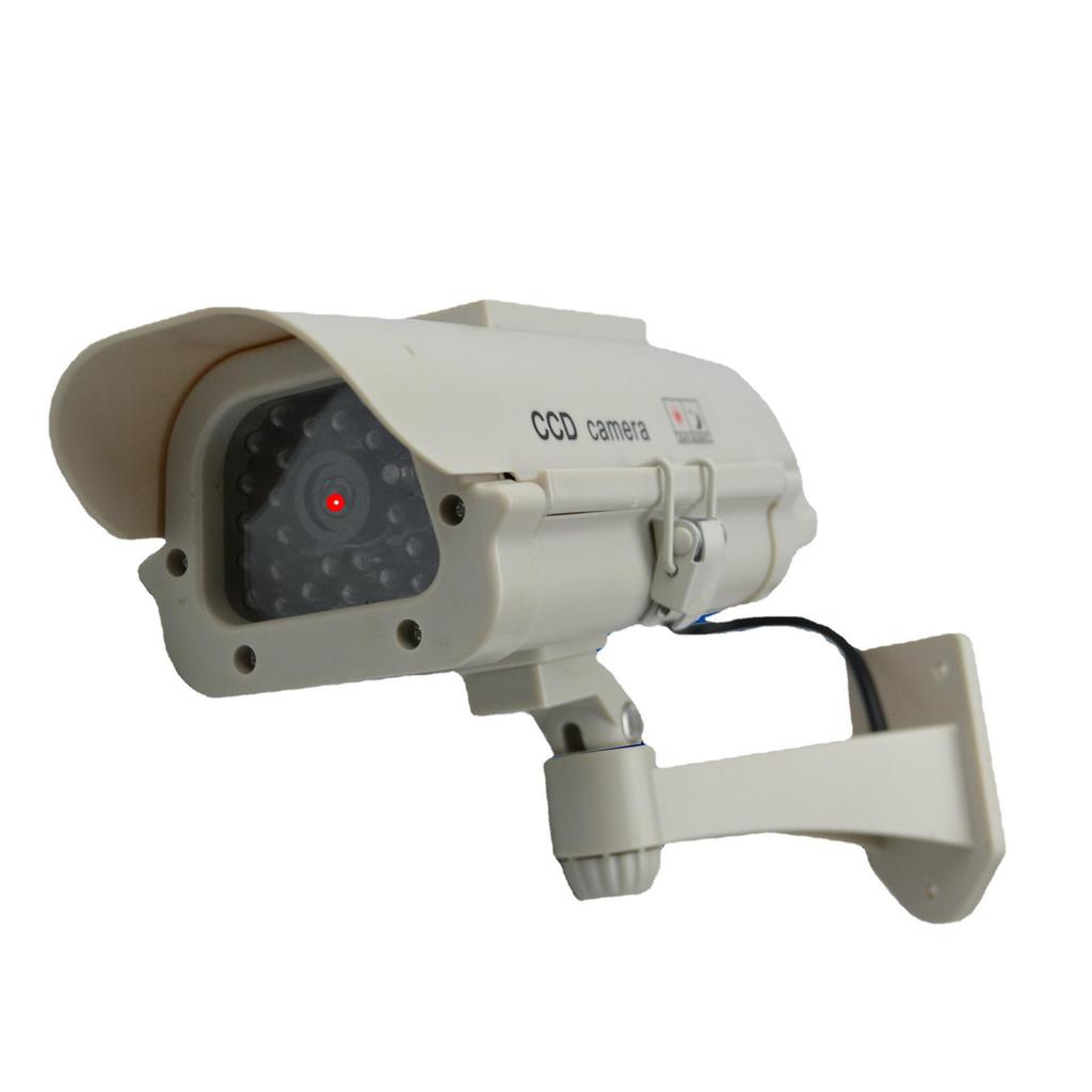 White Solar-Powered Fake Surveillance Camera for Indoor/Outdoor Use