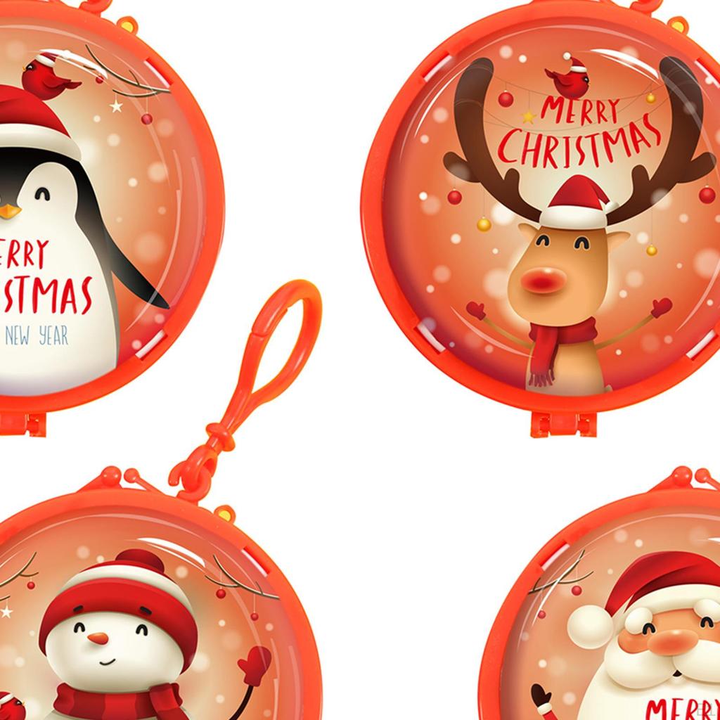 4 Pieces Christmas Coin Purse Plastic Portable Cute Key Holder Small Wallet Case Bag for