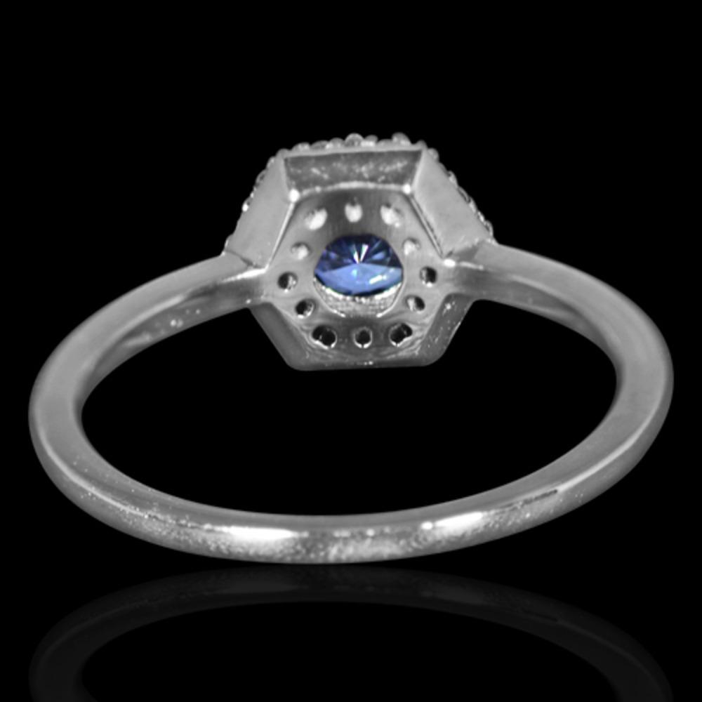 14k White Gold ring, Natural 0.80 carat Blue Sapphire , 0.09 carat Diamond ring,Cocktail Ring, wedding ring, size US6 , diameter 16.5mm
