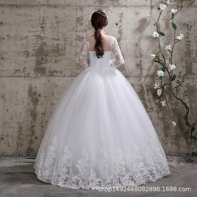 Wedding Dress 2022 New One-shoulder Sleeve Bridal Knot Wedding Dress Slimming Wedding Dress