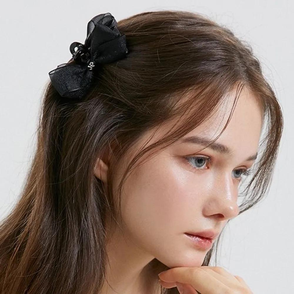 Sha Mini Ribbon Hair Clip JP-24-424CC black