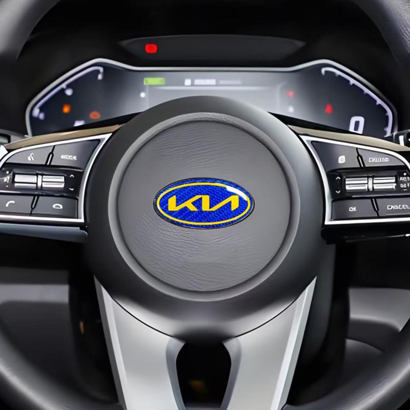 Koolstofvezel Auto Stuurwiel Embleem Sticker Badge Voor KIA K2 K3 K5 KX5 Sportage GT R Stinger Rio Optima Sorento Forte Soul