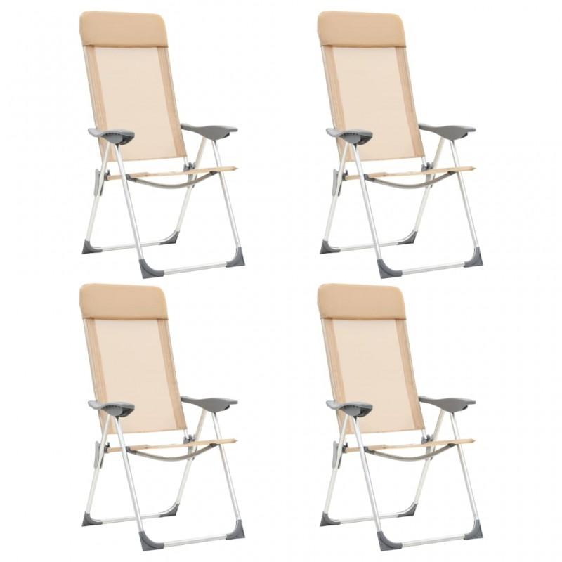 Day and Night - Day and Night Folding Camping Chairs 4 Units Cream Aluminum
