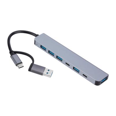 USB-Adapter USB-C Hub mit 5 USB-Anschlüssen und 2 Typ-C-Anschlüssen USB-Hub Multiports-Adapter für Smartphones Laptops Switches