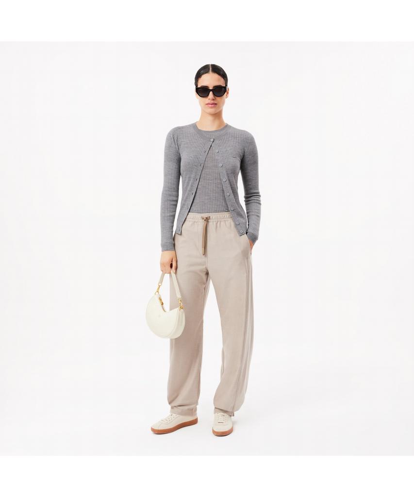 LACOSTE Women'S Slim Fit Rib Knit Crew Neck Sweater Af2576-54N Cca