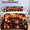 3PC Custom Name Firefighters Bravery Flames Bedding Set Duvet Cover Closure Includes 1 Duvet Cover & 2 Pillowcases for Bedroom