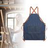 With Pocket Cross Back Denim Apron Dirt-resistant Studio Work Clothes Painting Apron  Bartenders